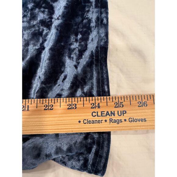 Liquid by Sioni Velvet Top Women Small Blue Stretch Tie Bell Sleeve Keyhole Back - Picture 7 of 9